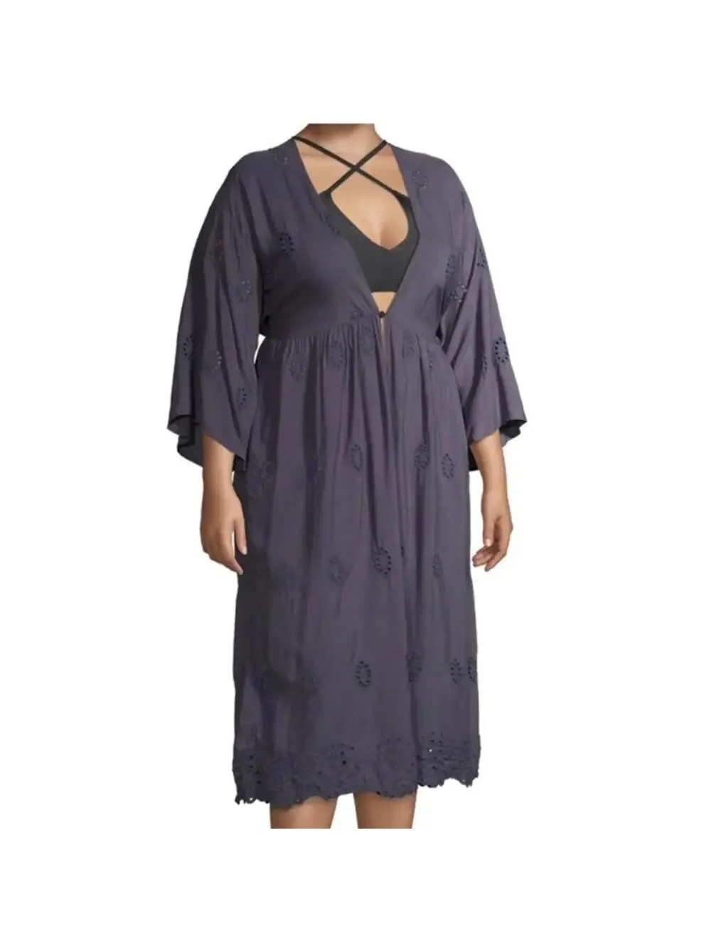 Navy blue fairy fairycore kimono flowy summer layering ren fair Size XXL - Picture 1 of 4